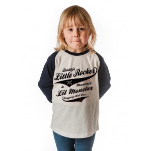 Dragstrip Kids Crew  Baseball Top - Rocker Monster  Navy/white